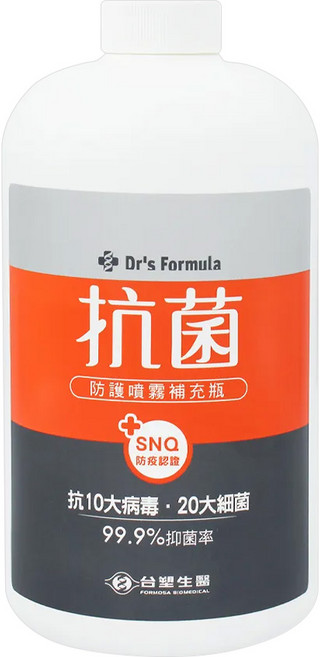 台塑生醫 Dr's Formula 抗菌防護噴霧 補充瓶, 1kg, 1瓶