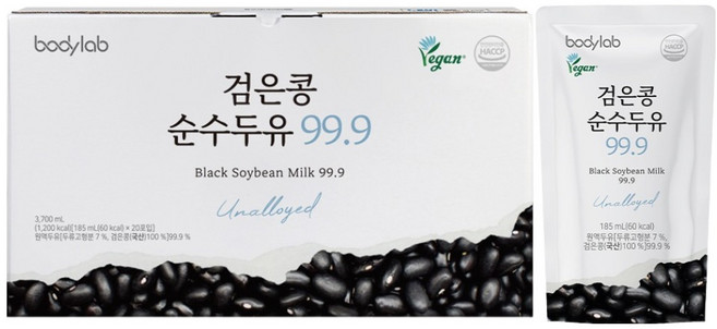 바디랩 검은콩 순수 두유 99.9, 185ml, 20개