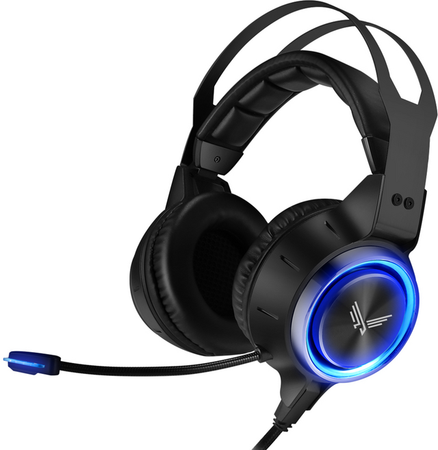 빅트랙 USB 가상 7.1채널 노이즈 캔슬링 마이크 컬러풀 RGB 레인보우 LED 진동 게이밍 헤드셋, GH-01, 블랙