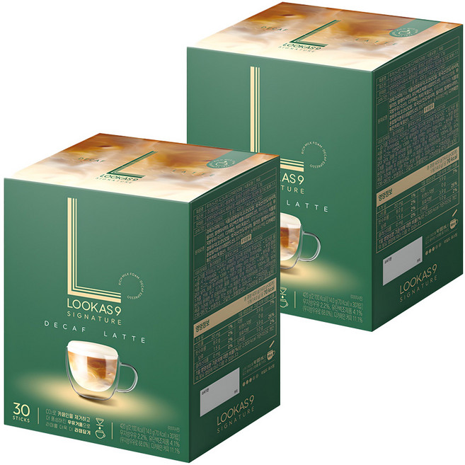 루카스나인 시그니쳐 디카페인 라떼 커피믹스, 14g, 30개입, 2개
