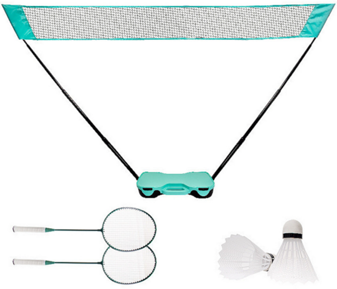 마샤투 휴대용 배드민턴 네트 + 라켓 2p + 셔틀콕 2p 올인원 세트, 1세트
