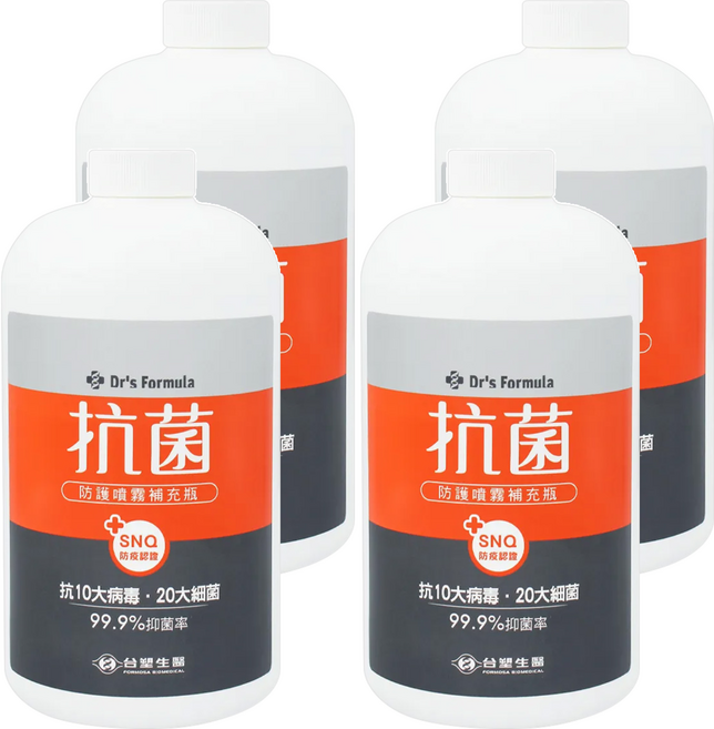 台塑生醫 Dr's Formula 抗菌防護噴霧 補充瓶, 1kg, 4瓶