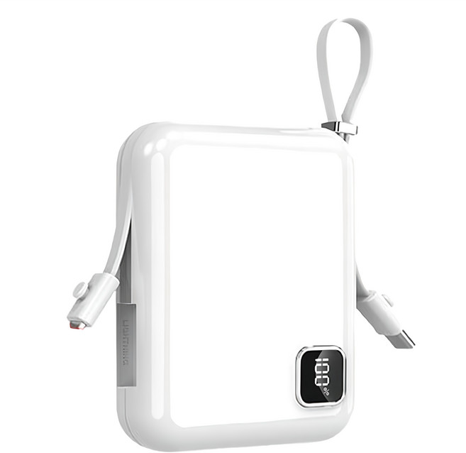 HONG JIN 宏晉 自帶線行動電源 10000mAh USB-C/Lightning, HJ-MINI SP, 白色