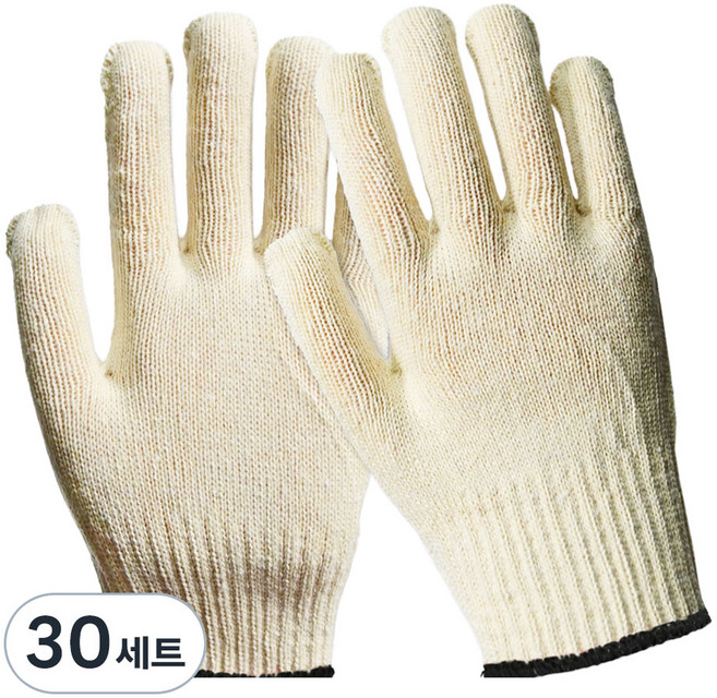 한우 면장갑 2p 세트 35g, 검정색 테두리, 30세트