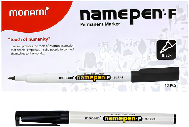 모나미 중간글씨용 네임펜 Fine, 흑색, 12개