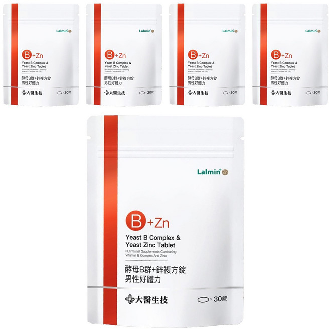 大醫生技 酵母B群 + 鋅複方錠 男性好體力, 1g, 30顆, 5包