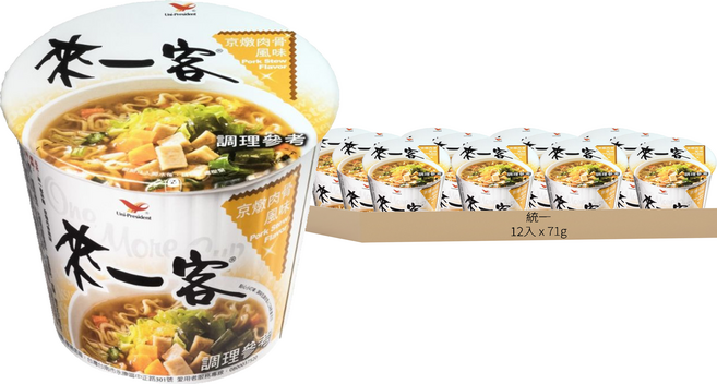 統一 來一客 杯麵 京燉肉骨風味 71g, 12入