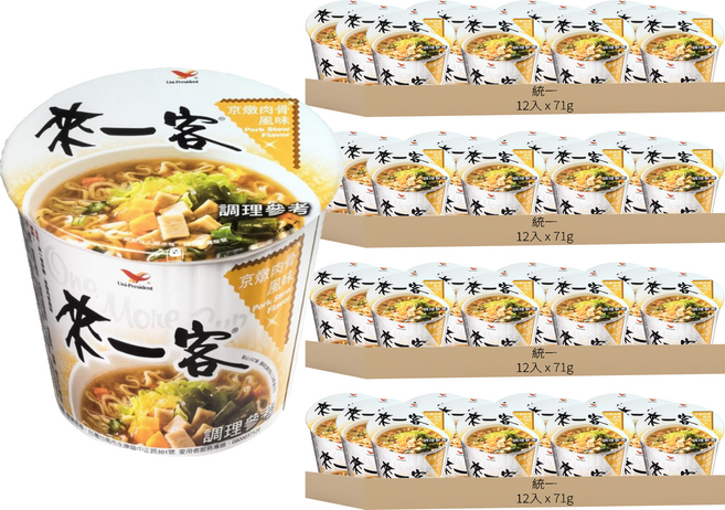 統一 來一客 杯麵 京燉肉骨風味 71g, 48入
