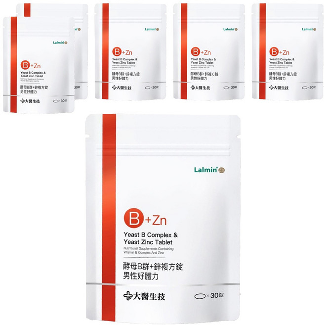 大醫生技 酵母B群 + 鋅複方錠 男性好體力, 1g, 30顆, 6包