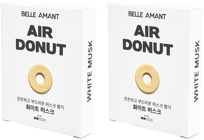 벨르아망 에어도넛 차량용 방향제 리필, 2개, 화이트 머스크