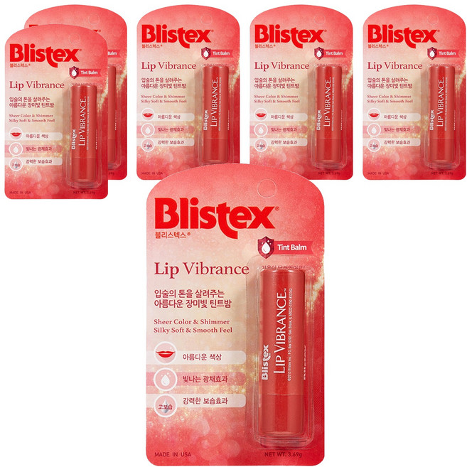 블리스텍스 바이브런스 립밤, 로즈레드, 3.69g, 6개