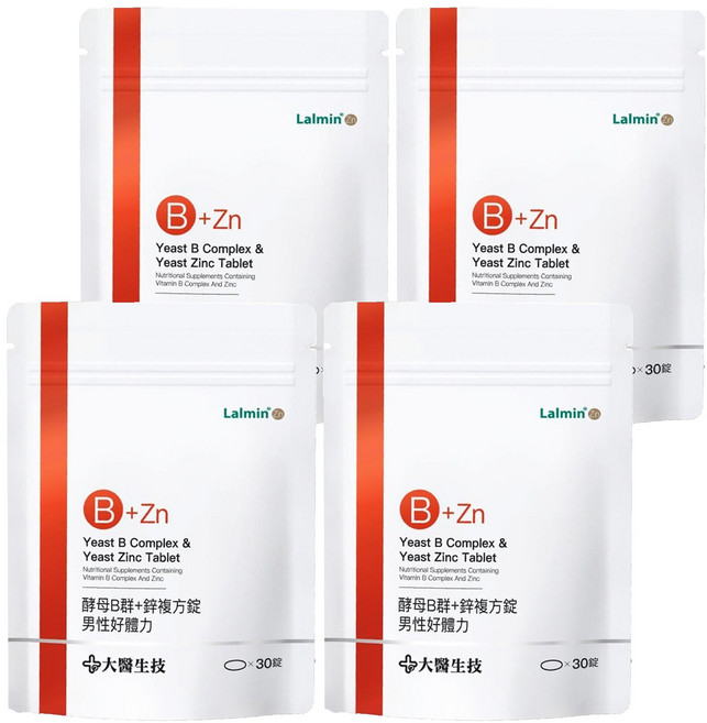 大醫生技 酵母B群 + 鋅複方錠 男性好體力, 1g, 30顆, 4包