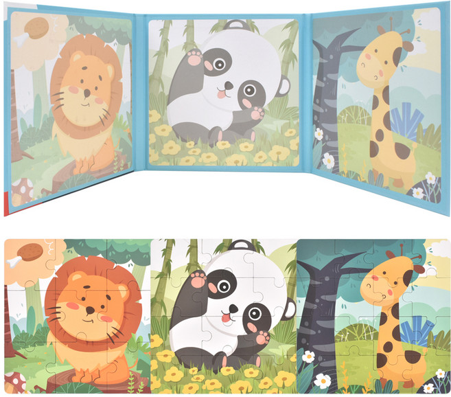 레벨 폴딩 자석놀이 퍼즐 책 동물, 1세트, 37피스