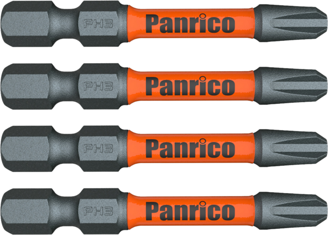 PANRICO 百利世 PH2十字高扭力起子頭 50mm, 4支
