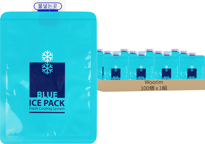 Woorim 半成品凝膠冰袋 附注水器, 100個, 1組
