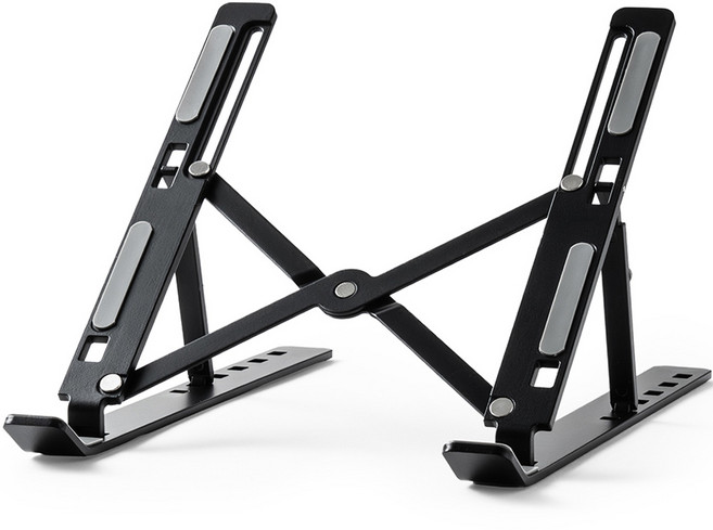 누아트 높이조절 휴대용 알루미늄 접이식 아이패드 맥북 노트북 15.6인치 호환 쿨링 거치대 + 전용 파우치, 블랙, 1개