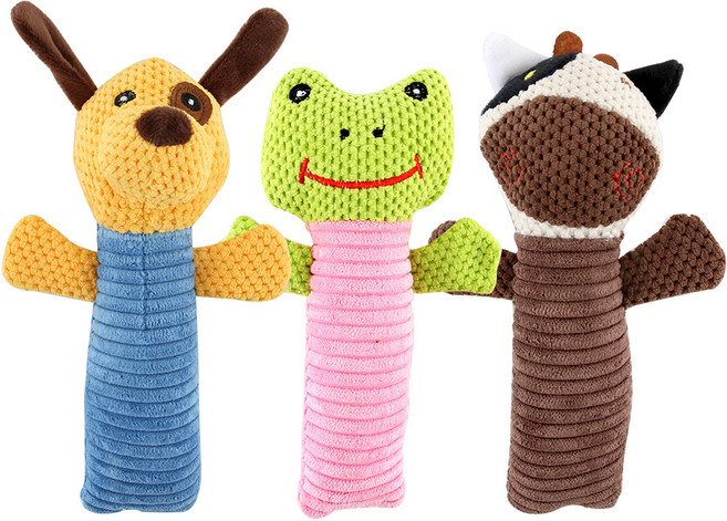 도그아이 강아지 허그 장난감 바둑이 + 젖소 + 개구리 3종 세트, 랜덤 발송, 1세트