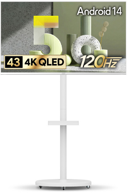 더함 CHIQ 4K UHD QLED DLG 120Hz 돌비 AI 스마트 구글5.0 TV +이동식 스탠드 세트, 109cm(43인치), MS22-241L-W, 스탠드형, 고객직접설치