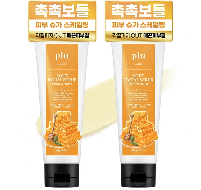 플루 소프트 페이셜 스크럽 허니 앤 슈가, 100g, 2개 - 쿠팡
