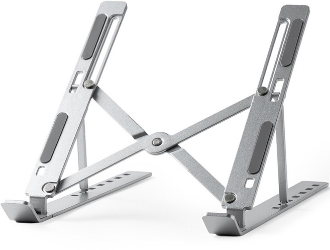 누아트 높이조절 휴대용 알루미늄 접이식 아이패드/맥북/노트북 15.6인치 호환 쿨링 거치대 + 전용 파우치 포함, 실버, 1개