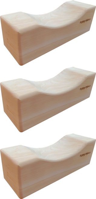 HINOKI ART 頂級扁柏實木方形木枕 大, 混合色, 3個