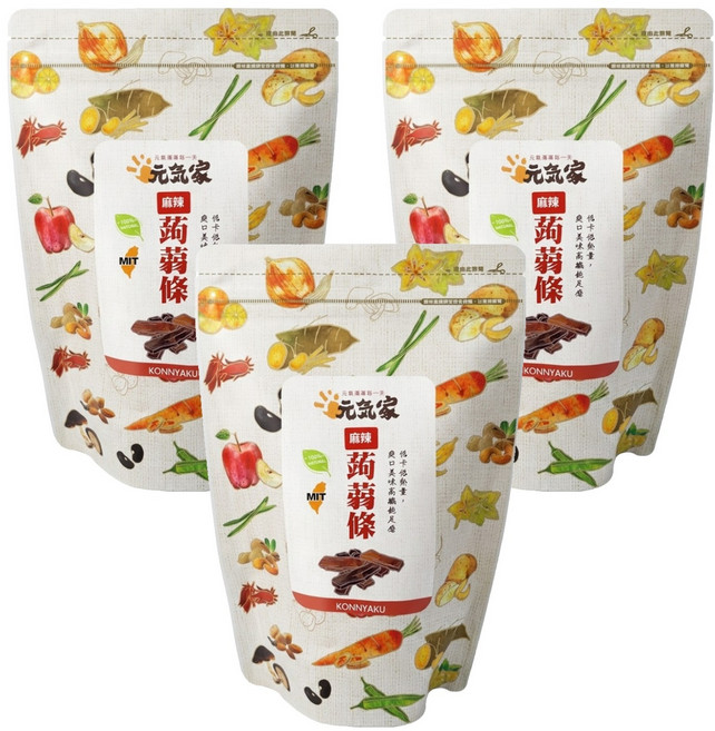 元氣家 高纖麻辣蒟蒻條, 200g, 3包