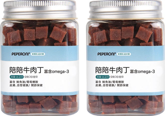 PEPE-RONI 陪陪肉肉 狗零食, 牛肉丁, 180g, 2罐