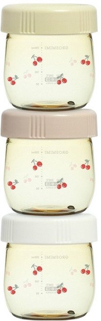 GROSMIMI Cherrish PPSU嬰兒副食品罐組, 黃色 + 粉色 + 白色, 150ml, 1組