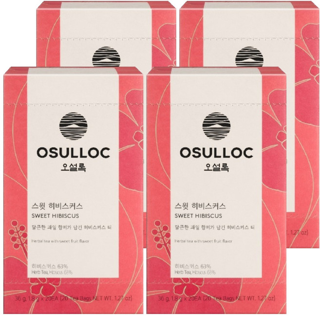 오설록 스윗 히비스커스 티백, 1.8g, 20개입, 4개