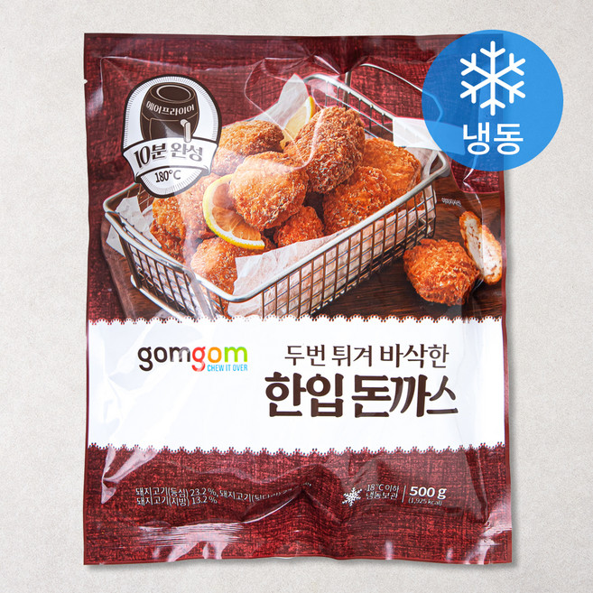 곰곰 두번 튀겨 바삭한 한입 돈까스 (냉동), 500g, 1개