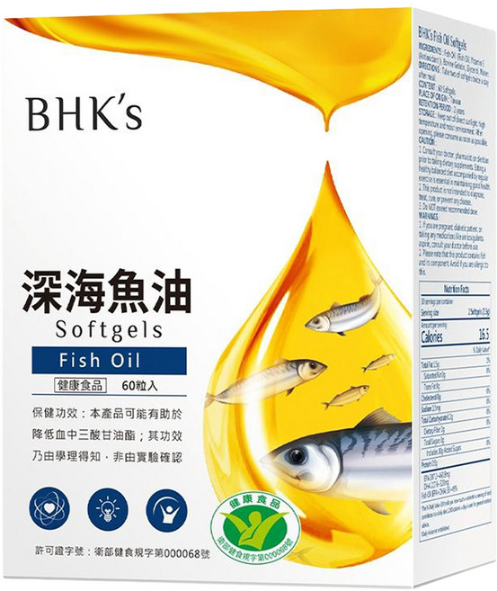 BHK's 健字號深海魚油軟膠囊, 1盒, 60顆
