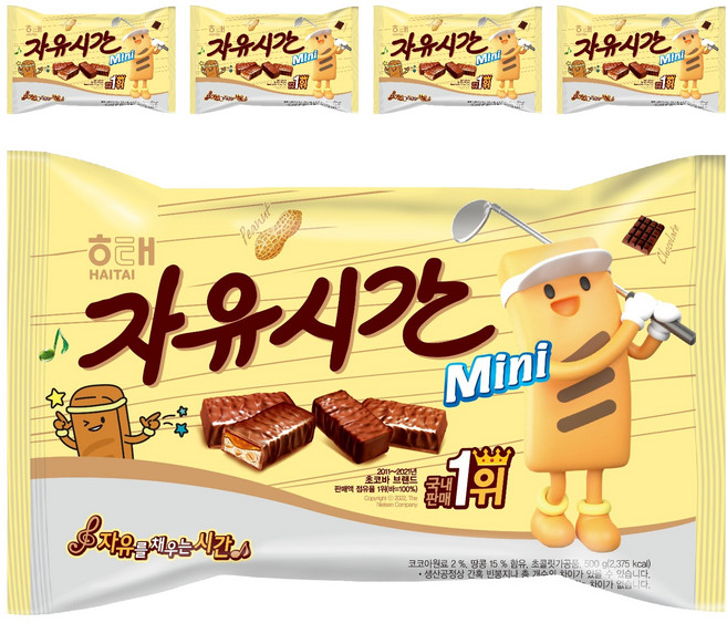 자유시간 미니 초콜릿, 500g, 5개