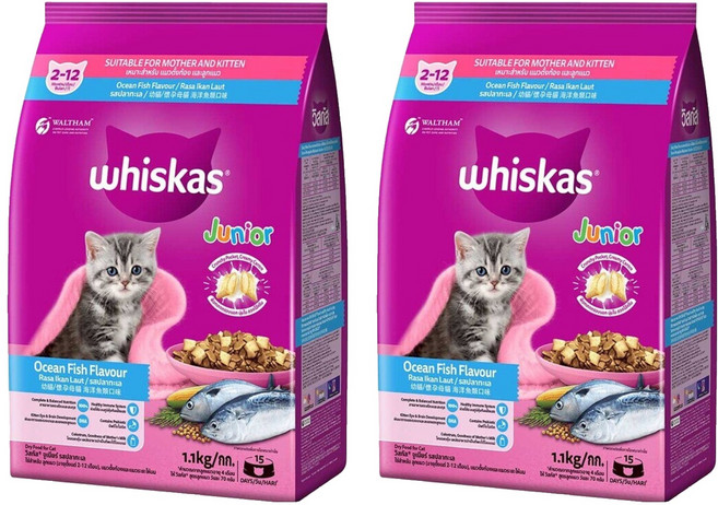whiskas 偉嘉 幼貓/懷孕母貓專用 乾飼料, 海洋魚類口味, 1.1kg, 2袋