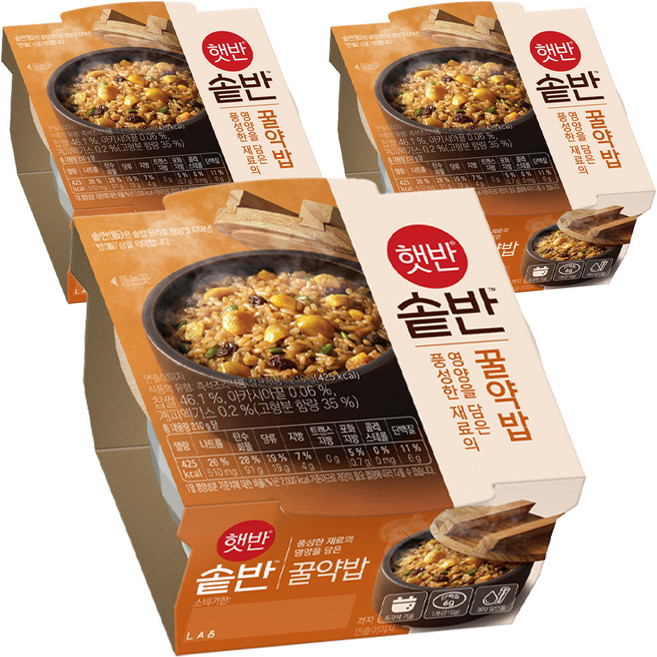 햇반 솥반 꿀약밥, 210g, 3개