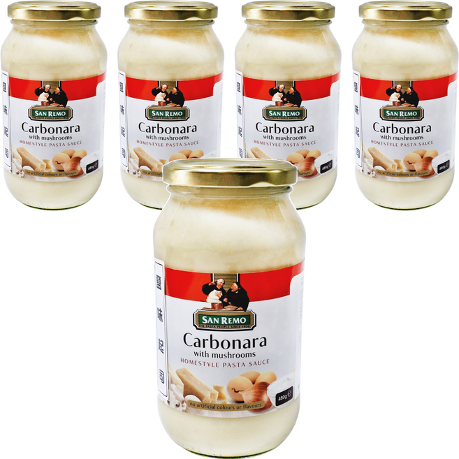 SAN REMO 頂級麵醬 奶油白醬, 480g, 5罐