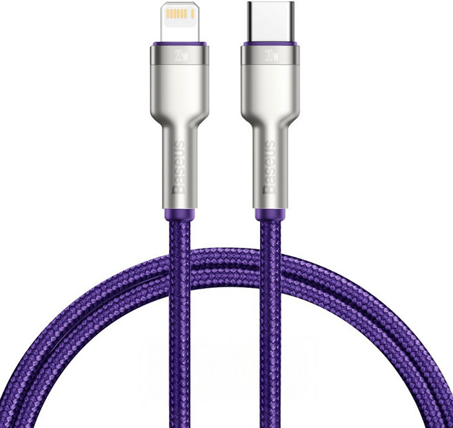 Baseus 倍思 金屬卡福樂 Type-C to IP 數據線 20W快充, 2m, 紫色, 1條