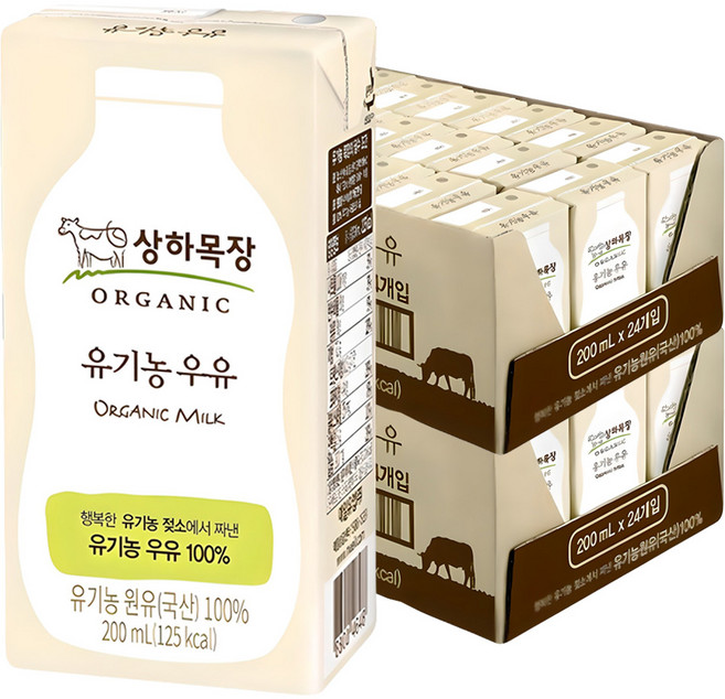 상하목장 유기농 우유, 200ml, 48개