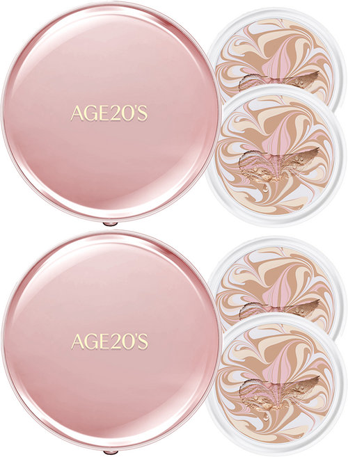 AGE20'S 經典保濕精華遮瑕粉餅盒+替換芯 14g 2入組, 21 Light Beige, 2組