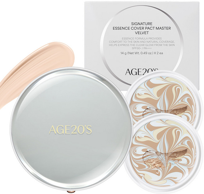 에이지투웨니스 시그니처 에센스 커버 팩트 마스터 벨벳 케이스 + 리필 2p 세트, 1개, 13호