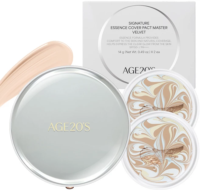 에이지투웨니스 시그니처 에센스 커버 팩트 마스터 벨벳 케이스 + 리필 2p 세트, 1개, 13호 - 쿠팡