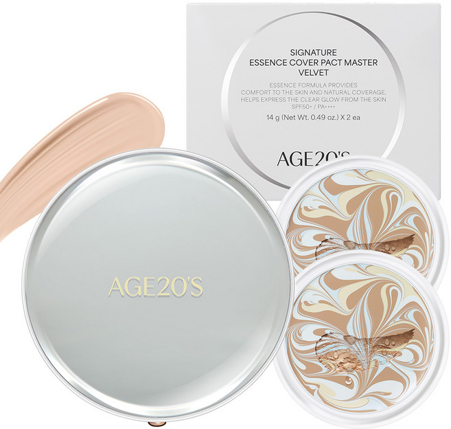 에이지투웨니스 시그니처 에센스 커버 팩트 마스터 벨벳 케이스 + 리필 2p 세트, 1개, 21호
