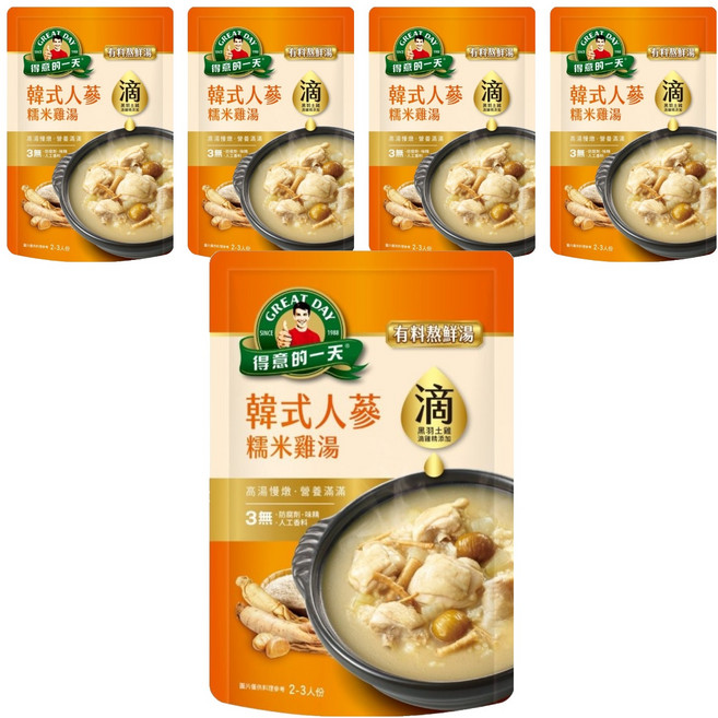 得意的一天 韓式人蔘糯米雞湯, 780g, 5包