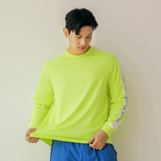 10위 - 튜브트리 남성용 오버핏 루즈핏 래쉬가드 상의 A6209, 형광그린