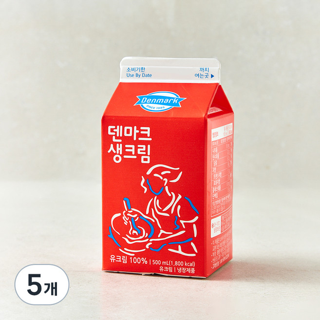 덴마크 생크림, 500ml, 5개
