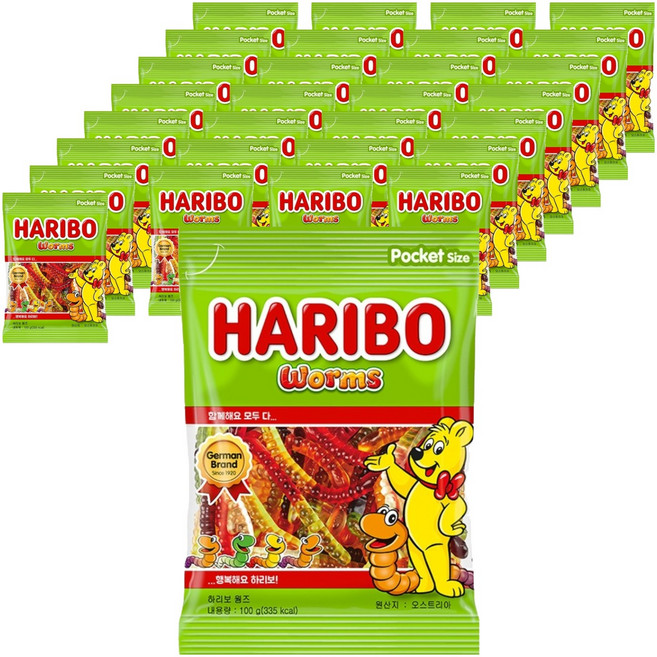 하리보 웜즈 츄잉젤리, 100g, 30개