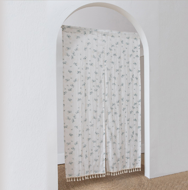 日系棉麻門簾 雙開, 法式小碎花