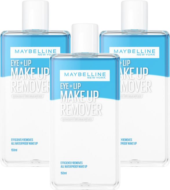 MAYBELLINE 媚比琳 台灣公司貨 輕柔眼唇卸妝液, 150ml, 3瓶