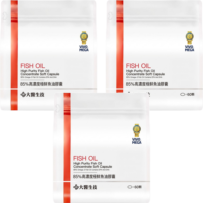 大醫生技 85%高濃度極鮮魚油膠囊, 60顆, 850mg, 3袋
