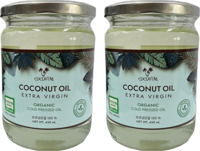 코코썸 유기농 엑스트라버진 코코넛 오일, 450ml, 2개
