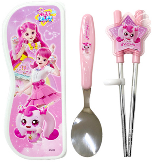 르번 아동용 슈팅스타 캐치티니핑 스푼 양손 교정 젓가락 케이스 세트, 하츄핑, 1세트